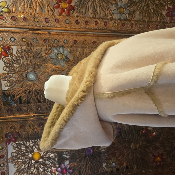 Faux Fur Shearling Hooded Coat Womens Size Large Brown Cream - Picture 6 of 15